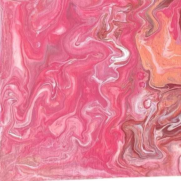 Pink Coral Fluid Art Painting Canvas Board 10x10 Handcrafted by Svetlana Yeung - Picture 4 of 14